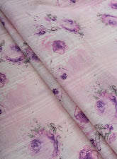 Pure Cotton Purple Color Jacqurad Lurex With Floral Digital Print Fabric.